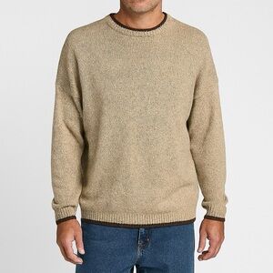 WindRiver Sweater Men’s Heritage Style Crewneck Pullover Ribbed Trim Beige BR XL